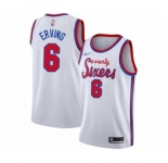 Men's Philadelphia 76ers #6 Julius Erving Authentic White Hardwood Classics Basketball Jersey