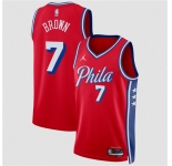 Men's Philadelphia 76ers #7 Jaylen Brown Red 2026 Statement Edition Stitched Jersey
