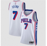 Men's Philadelphia 76ers #7 Jaylen Brown White 2026 Association Edition Stitched Jersey