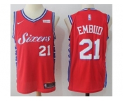 Nike Philadelphia 76ers #21 Joel Embiid Red Stitched NBA Swingman Jersey