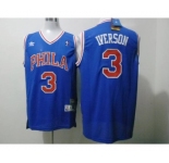 nba philadelphia 76ers #3 iverson blue