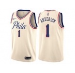 Women Nike Philadelphia 76ers #1 Justin Anderson Swingman Cream NBA Jersey - City Edition