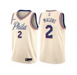 Women Nike Philadelphia 76ers #2 Moses Malone Swingman Cream NBA Jersey - City Edition