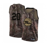 Women's Nike Philadelphia 76ers #20 Markelle Fultz Swingman Camo Realtree Collection NBA Jersey