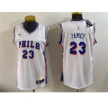 Women's Philadelphia 76er #23 LeBron James White 2026 Association Edition Stitched Basketball Jersey