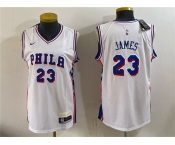 Women's Philadelphia 76er #23 LeBron James White 2026 Association Edition Stitched Basketball Jersey