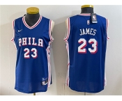 Women's Philadelphia 76ers #23 LeBron James Royal 2026 Icon Edition Stitched Basketball Jersey