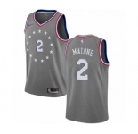 Youth Nike Philadelphia 76ers #2 Moses Malone Swingman Gray NBA Jersey - City Edition