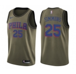 Youth Nike Philadelphia 76ers #25 Ben Simmons Swingman Green Salute to Service NBA Jersey