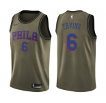 Youth Nike Philadelphia 76ers #6 Julius Erving Swingman Green Salute to Service NBA Jersey