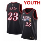 Youth Philadelphia 76ers #23 LeBron James Black 2026 Classic Edition Stitched Jersey