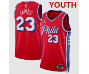 Youth Philadelphia 76ers #23 LeBron James Red 2026 Statement Edition Stitched Jersey