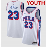 Youth Philadelphia 76ers #23 LeBron James White 2026 Association Edition Stitched Jersey