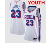 Youth Philadelphia 76ers #23 LeBron James White 2026 Association Edition Stitched Jersey