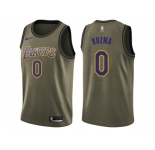 Men Nike Los Angeles Lakers #0 Kyle Kuzma Green Salute to Service NBA Swingman Jersey
