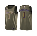 Men Nike Los Angeles Lakers #1 Kentavious Caldwell-Pope Green Salute to Service NBA Swingman Jersey