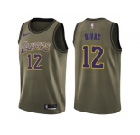 Men Nike Los Angeles Lakers #12 Vlade Divac Green Salute to Service NBA Swingman Jersey