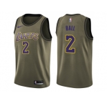 Men Nike Los Angeles Lakers #2 Lonzo Ball Green Salute to Service NBA Swingman Jersey