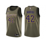 Men Nike Los Angeles Lakers #42 James Worthy Green Salute to Service NBA Swingman Jersey