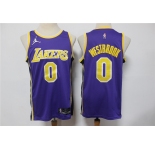 Men's Los Angeles Lakers #0 Russell Westbrook Purple Jordan 75th Anniversary Diamond 2021 Stitched Jersey