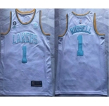 Men's Los Angeles Lakers #1 DAngelo Russell 2023 White Classic Edition With 6 Patch Stitched Basketball Jersey