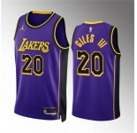 Men's Los Angeles Lakers #20 Harry Giles Iii Purple Statement Edition Stitched Basketball Jersey