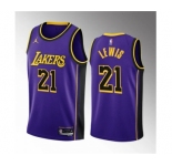 Men's Los Angeles Lakers #21 Maxwell Lewis Purple 2023 Draft Statement Edition Stitched Basketball Jersey