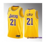 Men's Los Angeles Lakers #21 Maxwell Lewis Yellow 2023 Draft Icon Edition Stitched Basketball Jersey