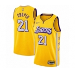 Men's Los Angeles Lakers #21 Michael Cooper Swingman Gold 2019-20 City Edition Basketball Jersey