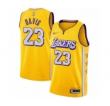 Men's Los Angeles Lakers #23 Anthony Davis Swingman Gold 2019-20 City Edition Basketball Jersey