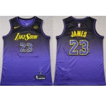 Men's Los Angeles Lakers #23 LeBron James Purple 2024 Stitched Basketball Jersey