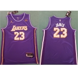 Men's Los Angeles Lakers #23 LeBron James Purple 2025 Statement Edition Stitched Basketball Jersey1