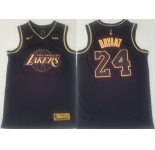 Men's Los Angeles Lakers #24 Kobe Bryant Authentic Black Gold Basketball Jersey