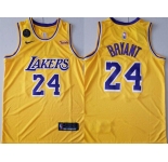 Men's Los Angeles Lakers #24 Kobe Bryant Authentic Gold Commemorative Edition Jersey