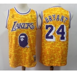 Men's Los Angeles Lakers #24 Kobe Bryant Authentic Gold Throwback Basketball Jersey