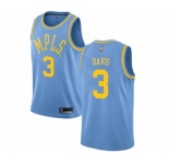 Men's Los Angeles Lakers #3 Anthony Davis Authentic Blue Hardwood Classics Basketball Jersey