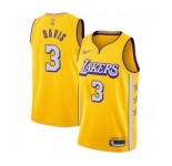 Men's Los Angeles Lakers #3 Anthony Davis Swingman Gold 2019-20 City Edition Basketball Jersey