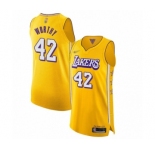 Men's Los Angeles Lakers #42 James Worthy Authentic Gold 2019-20 City Edition Basketball Jersey