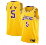 Men's Los Angeles Lakers #5 Deandre Ayton Yellow Icon Edition Stitched Basketball Jersey