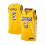 Men's Los Angeles Lakers #5 Robert Horry Swingman Gold 2019-20 City Edition Basketball Jersey