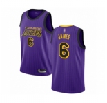 Men's Los Angeles Lakers #6 LeBron James Authentic Purple Basketball Jersey - City Edition