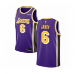 Men's Los Angeles Lakers #6 LeBron James Authentic Purple Basketball Jersey - Statement Edition