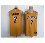 Men's Los Angeles Lakers #7 Carmelo Anthony Yellow Stitched Basketball Jersey