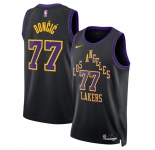 Men's Los Angeles Lakers #77 Luka Doncic Black 2025-26 City Edition Stitched Basketball Jersey