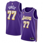 Men's Los Angeles Lakers #77 Luka Doncic Purple 2025 new Statement Edition Stitched Basketball Jersey