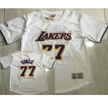 Men's Los Angeles Lakers #77 Luka Doncic White Short Sleeved AU Throwback Jersey