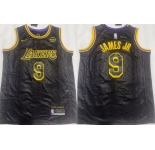 Mens Los Angeles Lakers #9 Bronny James Jr. Black 2024 Draft Stitched Basketball Jersey