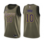 Men's Nike Los Angeles Lakers #10 Tyler Ennis Swingman Green Salute to Service NBA Jersey