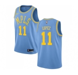 Men's Nike Los Angeles Lakers #11 Brook Lopez Authentic Blue Hardwood Classics NBA Jersey