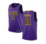 Men's Nike Los Angeles Lakers #11 Michael Beasley Swingman Purple NBA Jersey - City Edition